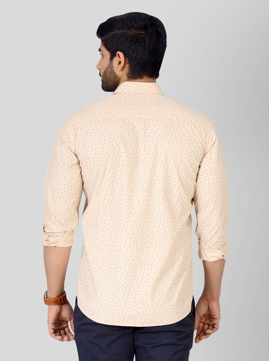 Beige Printed Smart Fit Casual Shirt | Greenfibre