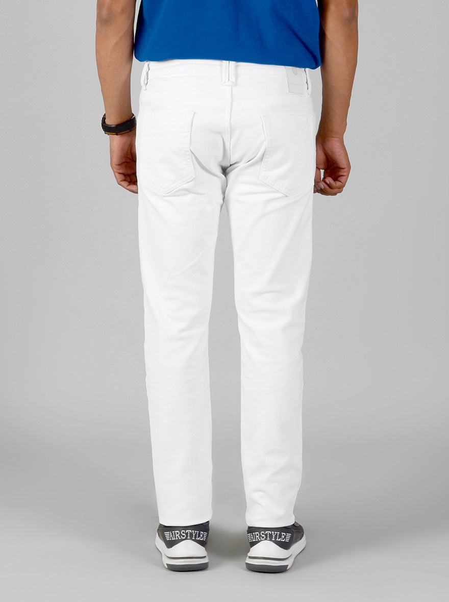 White Solid Slim Fit Jeans | JB Sport