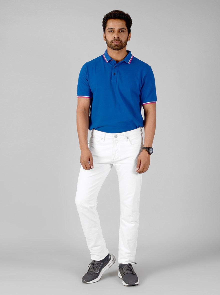 White Solid Slim Fit Jeans | JB Sport