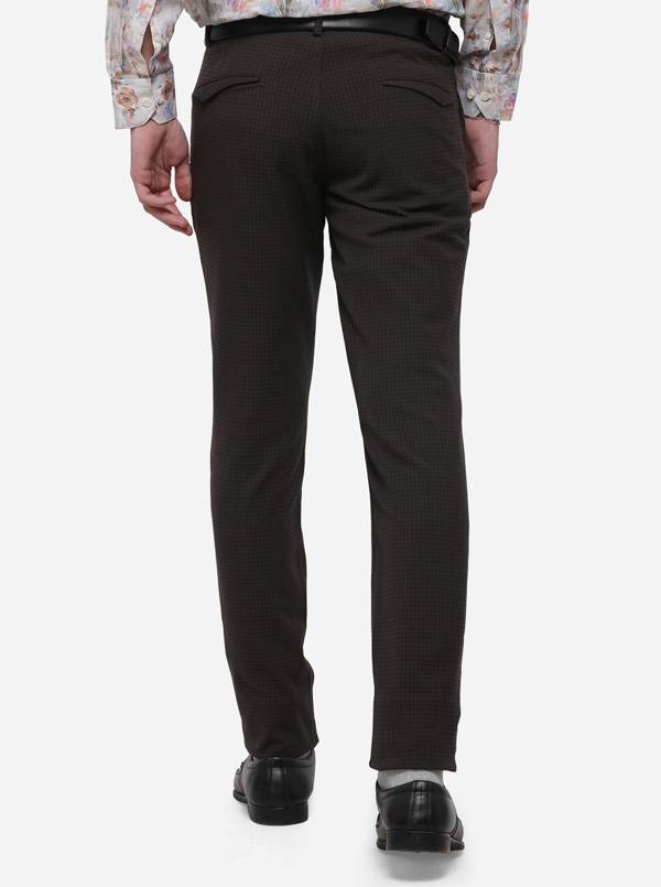 Brown Checked Slim Fit Formal Trouser | JB Studio