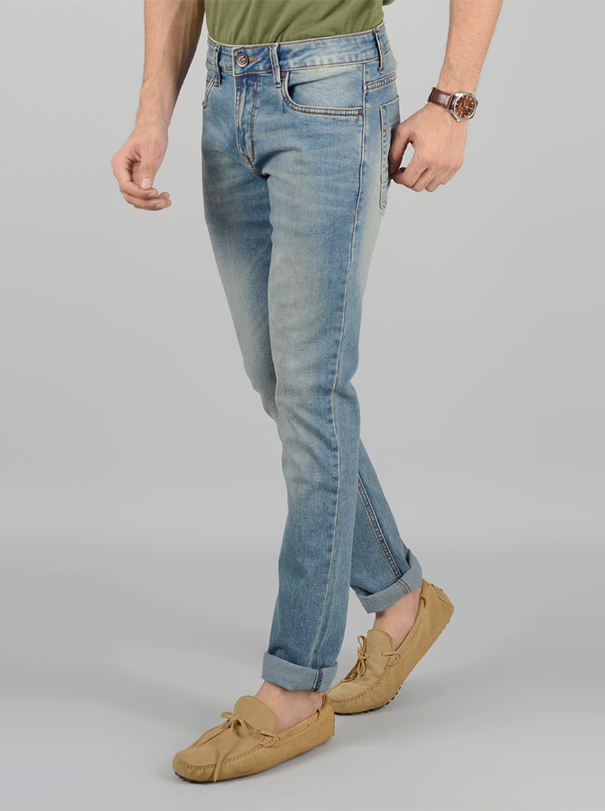 Ash Blue Washed Narrow Fit Jeans | Greenfibre