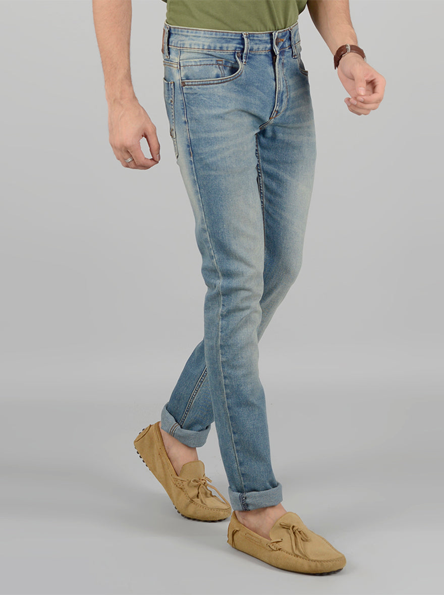 Ash Blue Washed Narrow Fit Jeans | Greenfibre