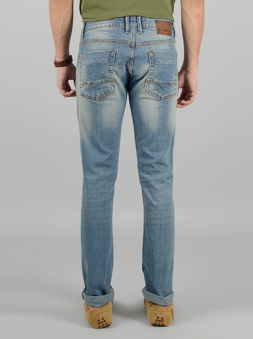 Ash Blue Washed Narrow Fit Jeans | Greenfibre