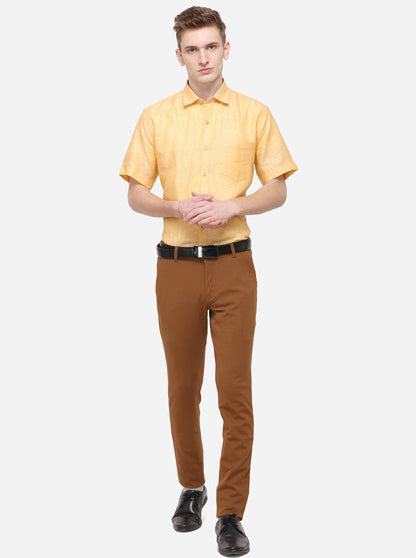 Brown Solid Slim Fit Formal Trouser | JB Studio