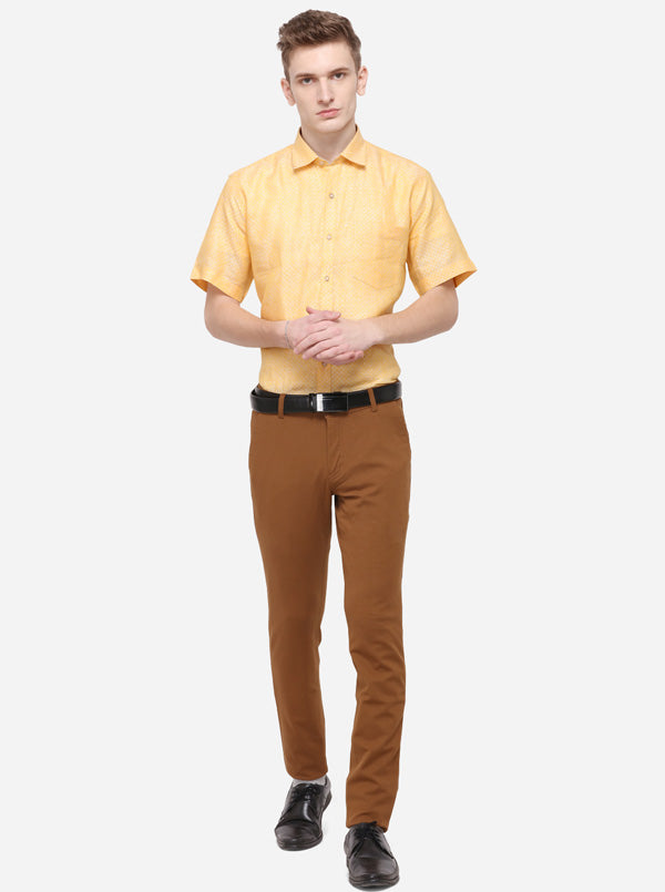 Brown Solid Slim Fit Formal Trouser | JB Studio