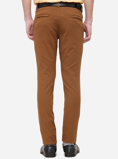 Brown Solid Slim Fit Formal Trouser | JB Studio