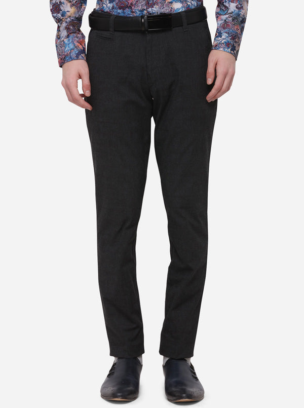 Black Checked Slim Fit Formal Trouser | JB Studio