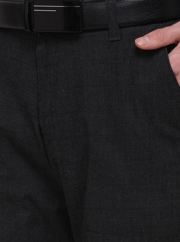 Black Checked Slim Fit Formal Trouser | JB Studio