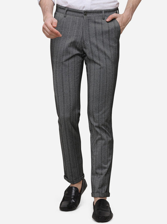 Grey Striped Venice Fit Casual Trouser | JadeBlue Sport
