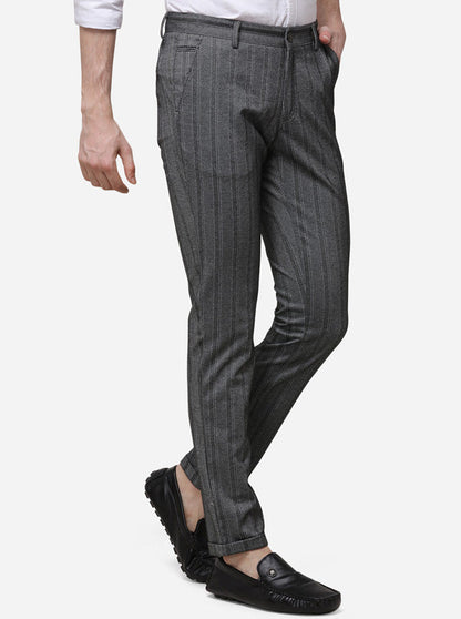 Grey Striped Venice Fit Casual Trouser | JadeBlue Sport