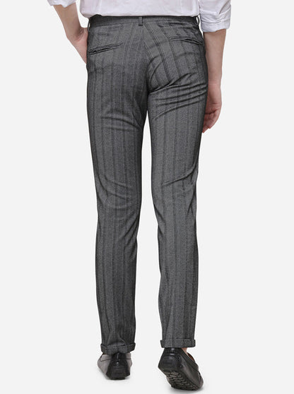 Grey Striped Venice Fit Casual Trouser | JadeBlue Sport