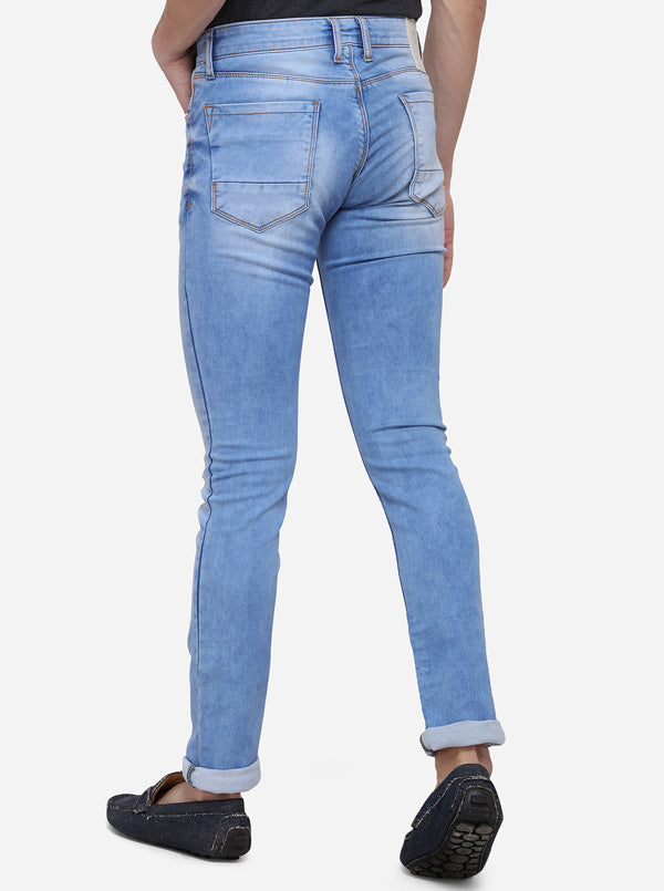 Light Blue Slim Fit Solid Jeans | JB Sport