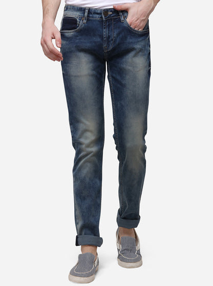 Dark Blue Slim Fit Solid Jeans | JB Sport