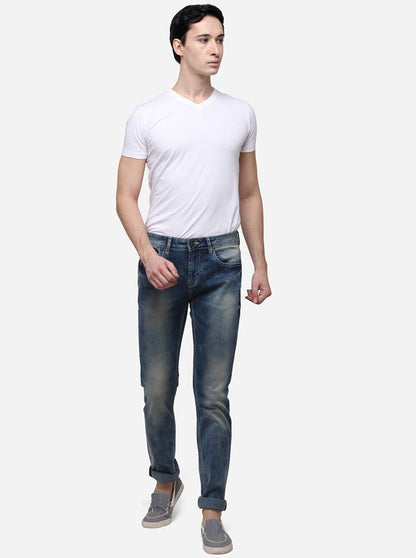 Dark Blue Slim Fit Solid Jeans | JB Sport