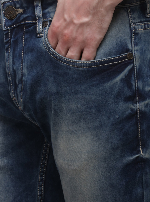 Dark Blue Slim Fit Solid Jeans | JB Sport