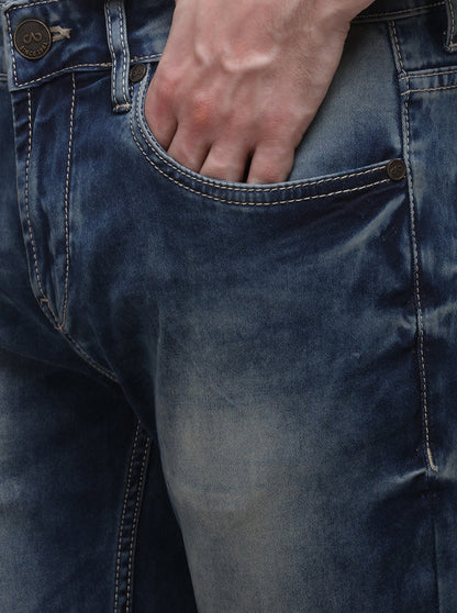 Dark Blue Slim Fit Solid Jeans | JB Sport