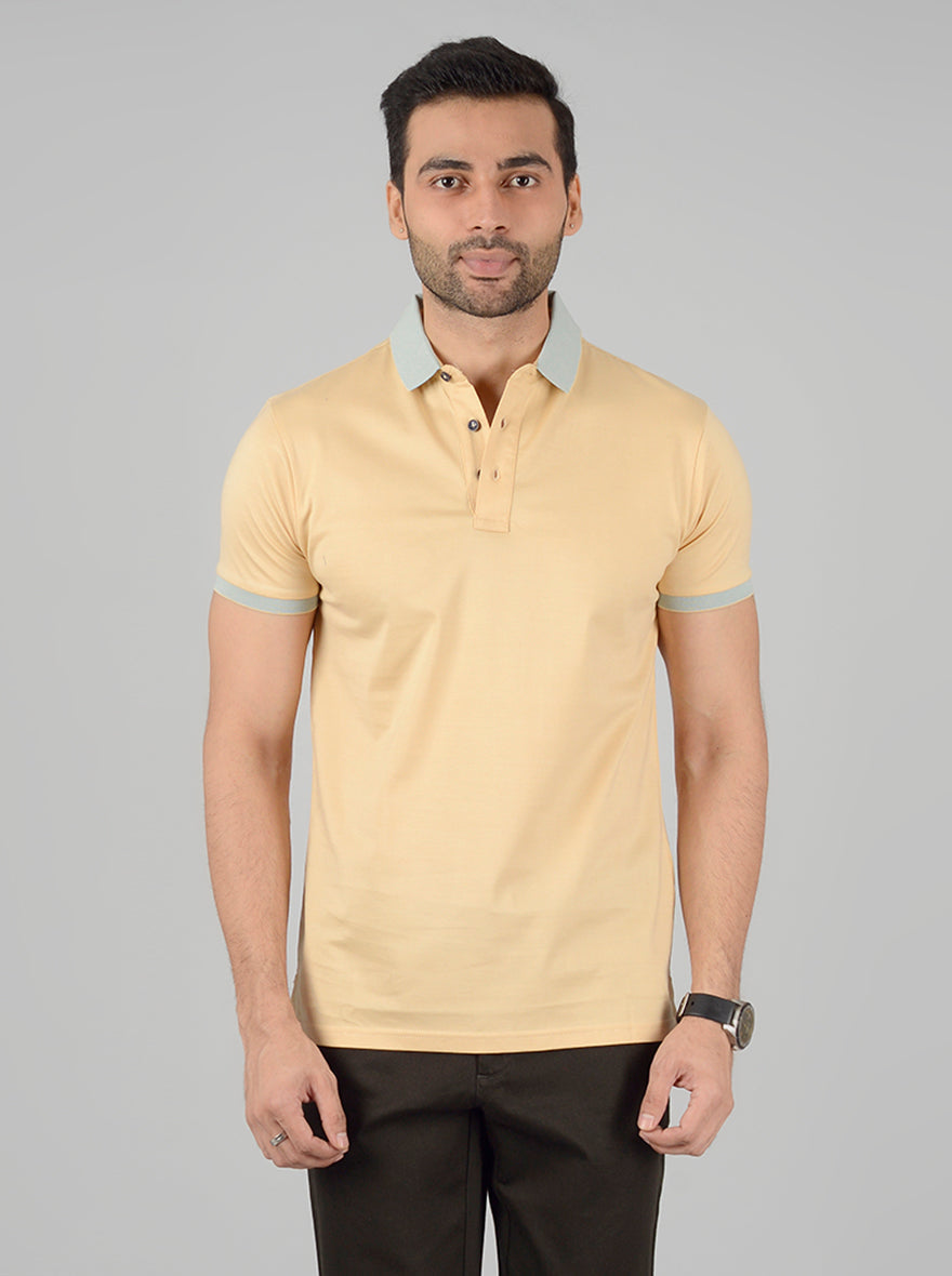Golden Solid Slim Fit Polo T-Shirt | JB Sport
