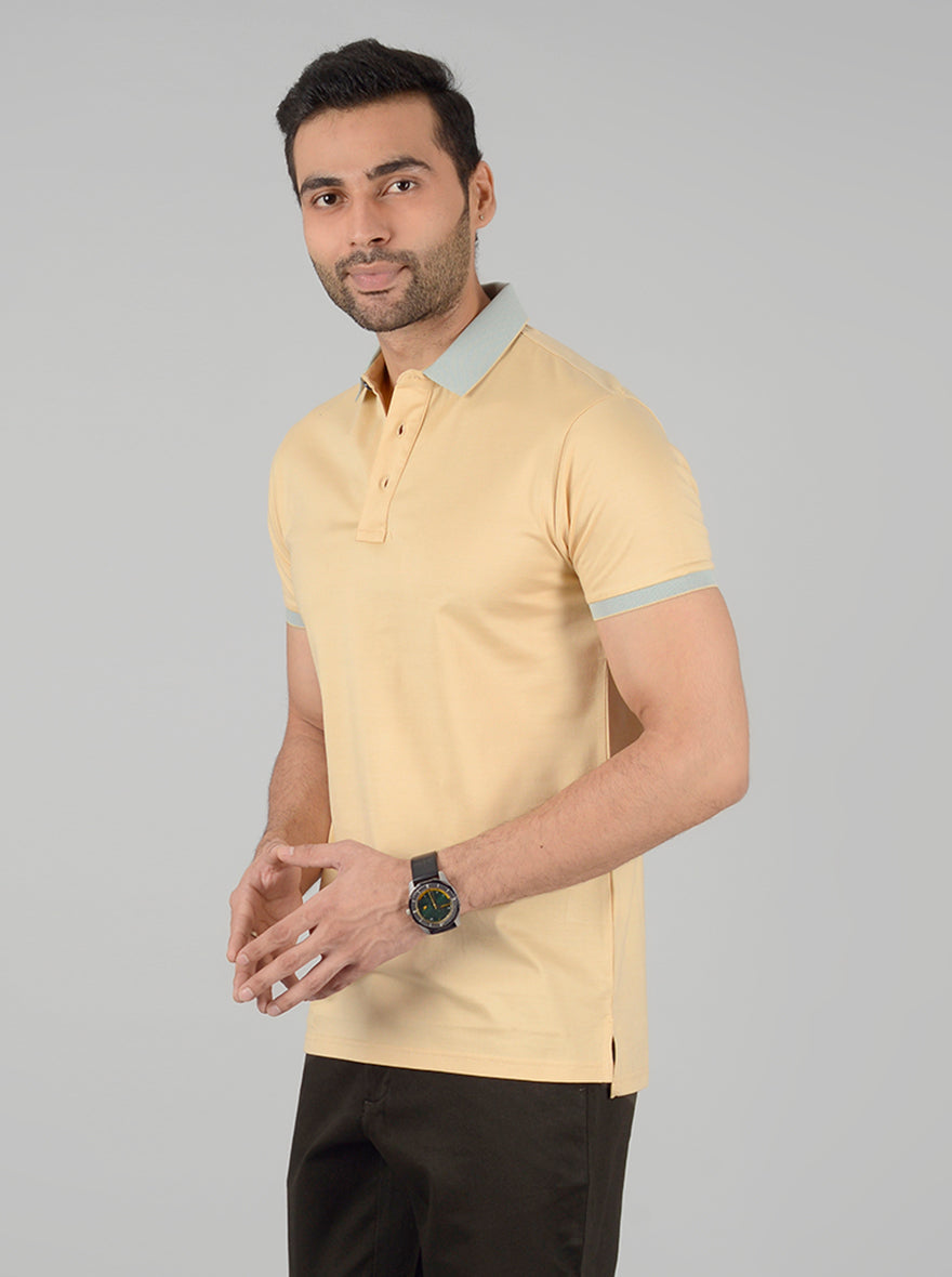 Golden Solid Slim Fit Polo T-Shirt | JB Sport