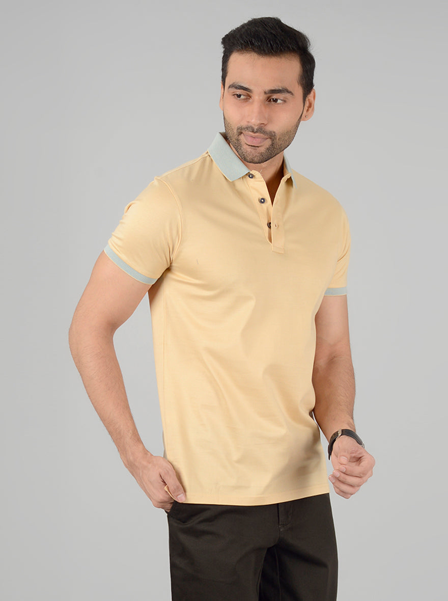Golden Solid Slim Fit Polo T-Shirt | JB Sport