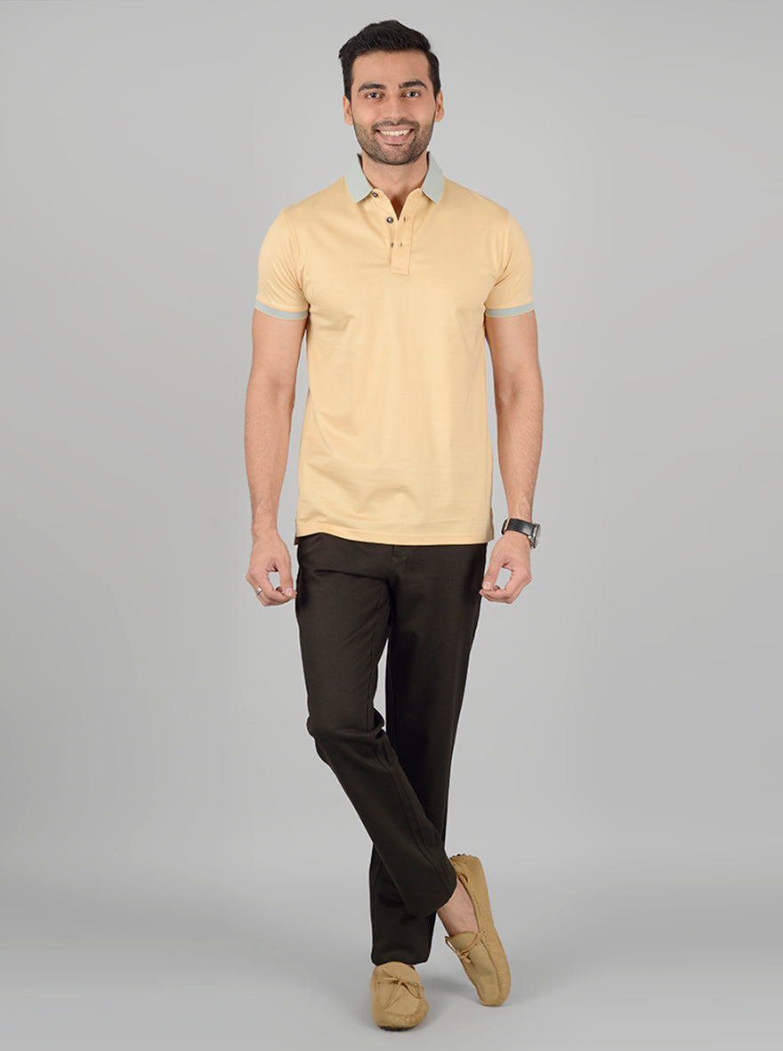 Golden Solid Slim Fit Polo T-Shirt | JB Sport