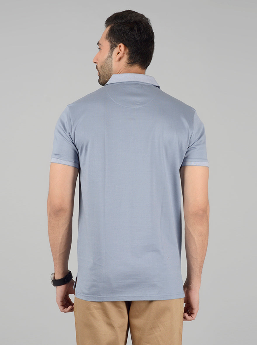 Grey Solid Slim Fit Polo T-Shirt | JB Sport