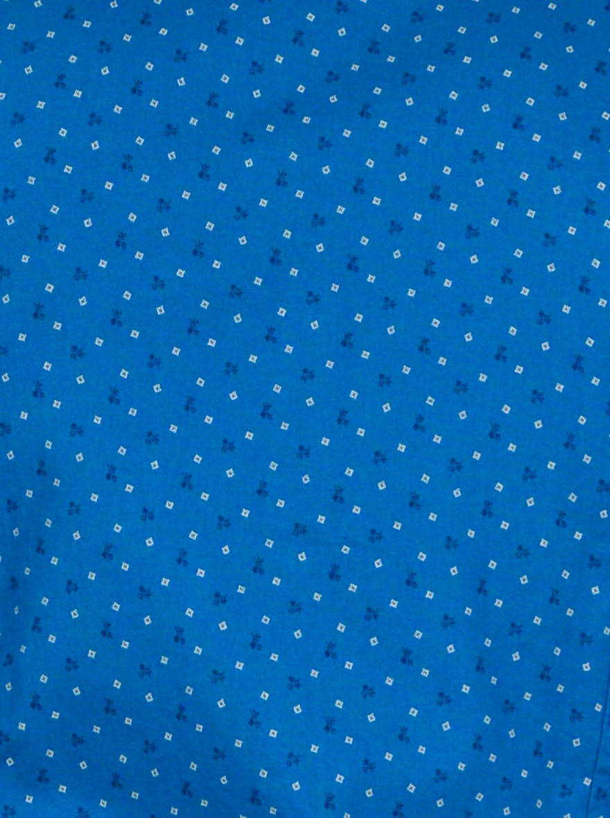 Cobalt Blue Printed Tailored Fit Casual Shirt | JB Sport