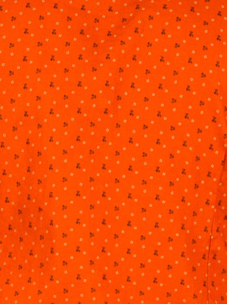 Flame Orange Printed Tailored Fit Casual Shirt | JB Sport