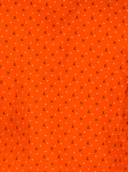 Flame Orange Printed Tailored Fit Casual Shirt | JB Sport