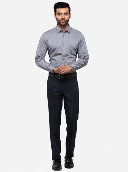 Grey Tailored Fit Printed Casual Shirt | JB Sport