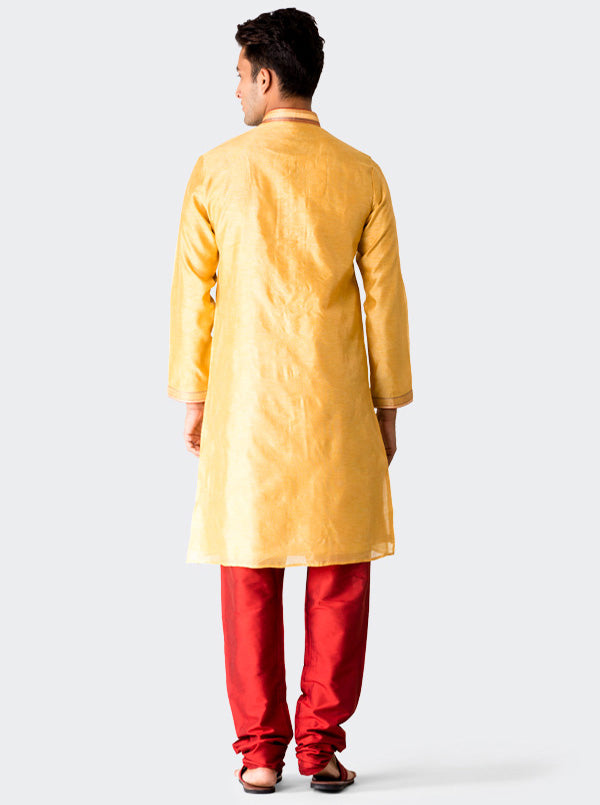 Yellow Textured Kurta Set