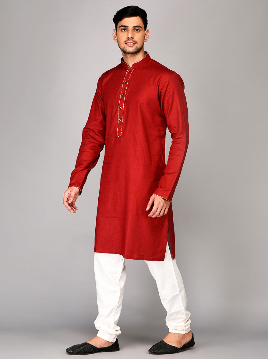 Maroon Solid Kurta | Azania