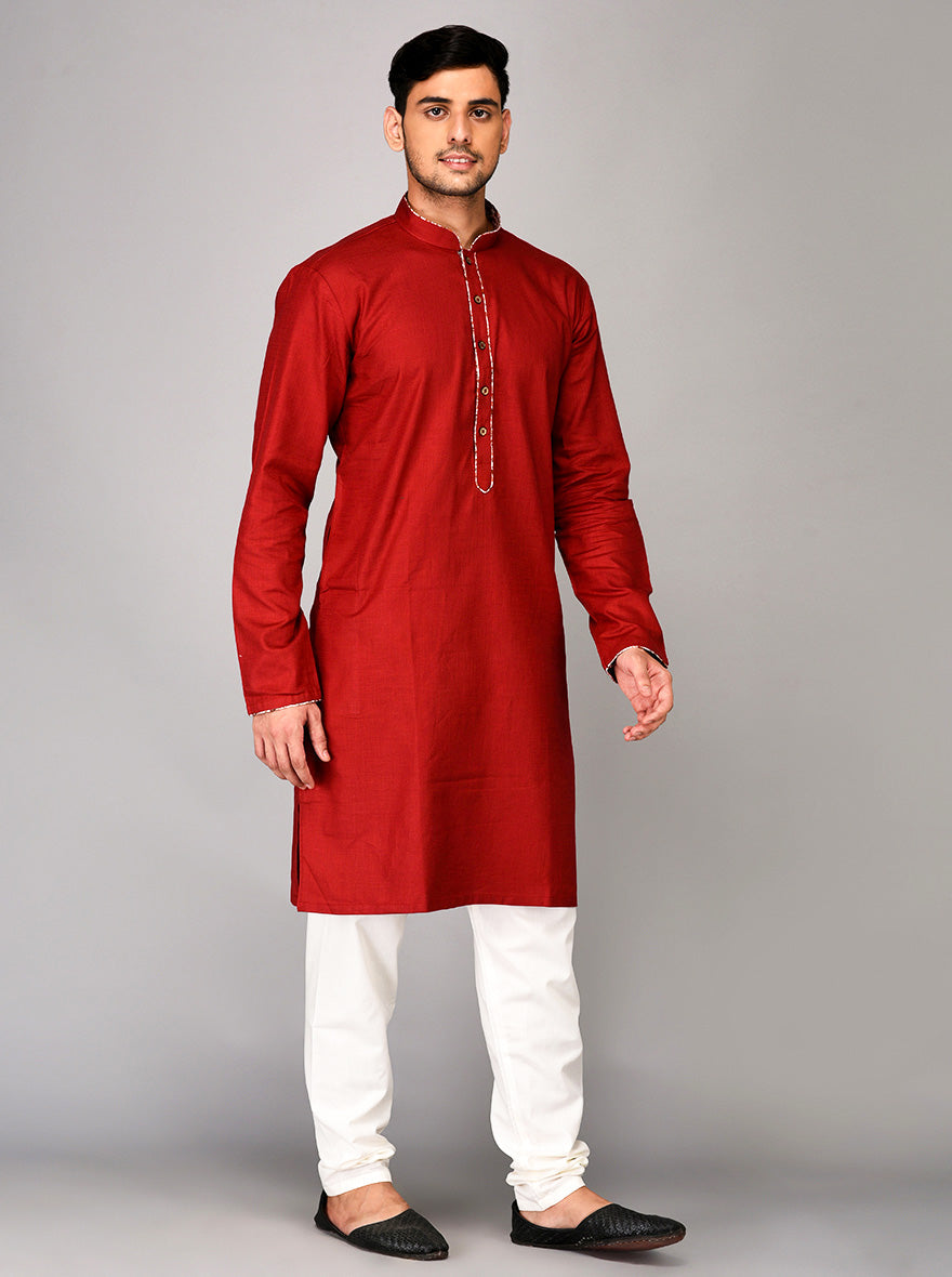 Maroon Solid Kurta | Azania