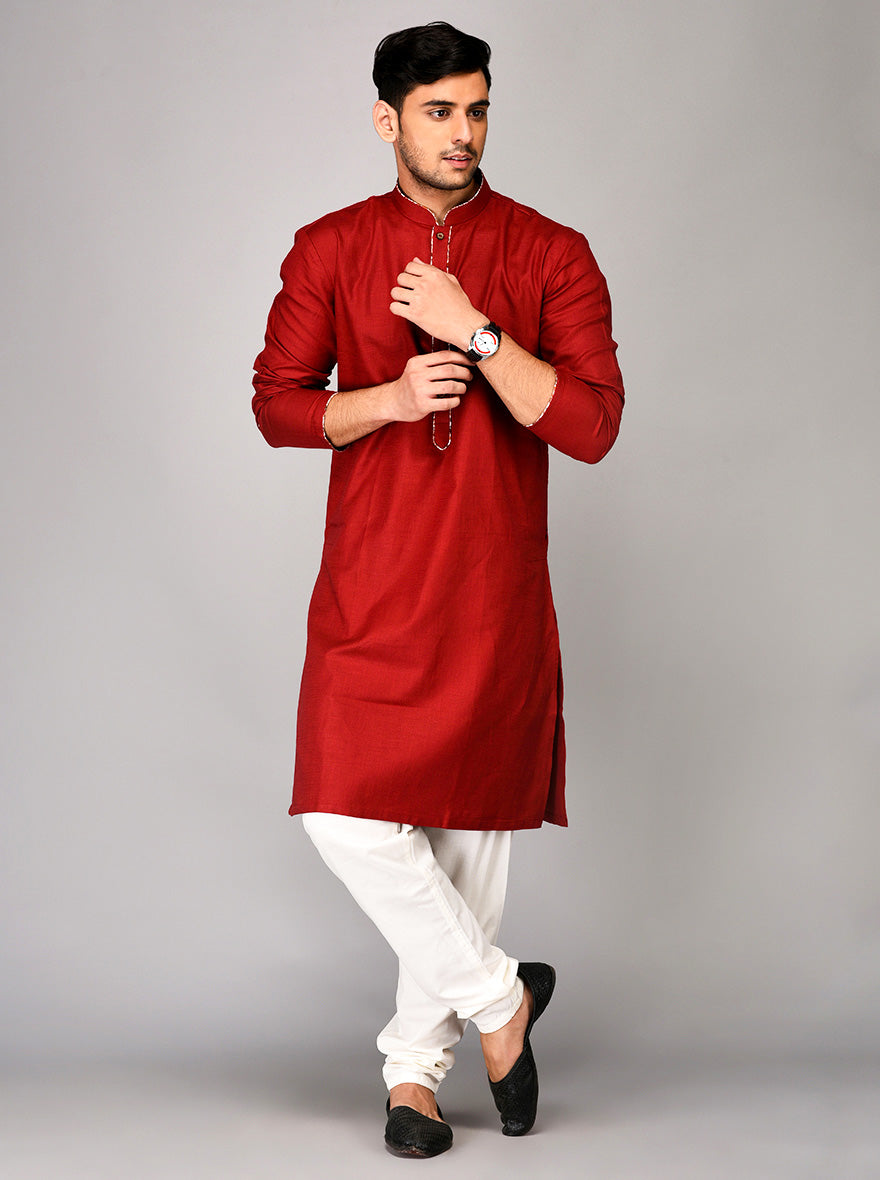 Maroon Solid Kurta | Azania