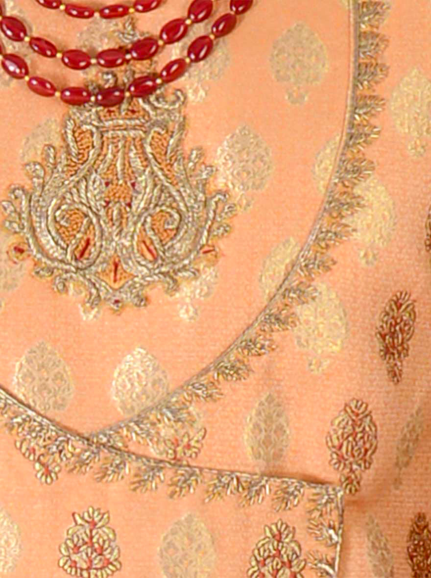 Orange & Golden Sherwani | Azania