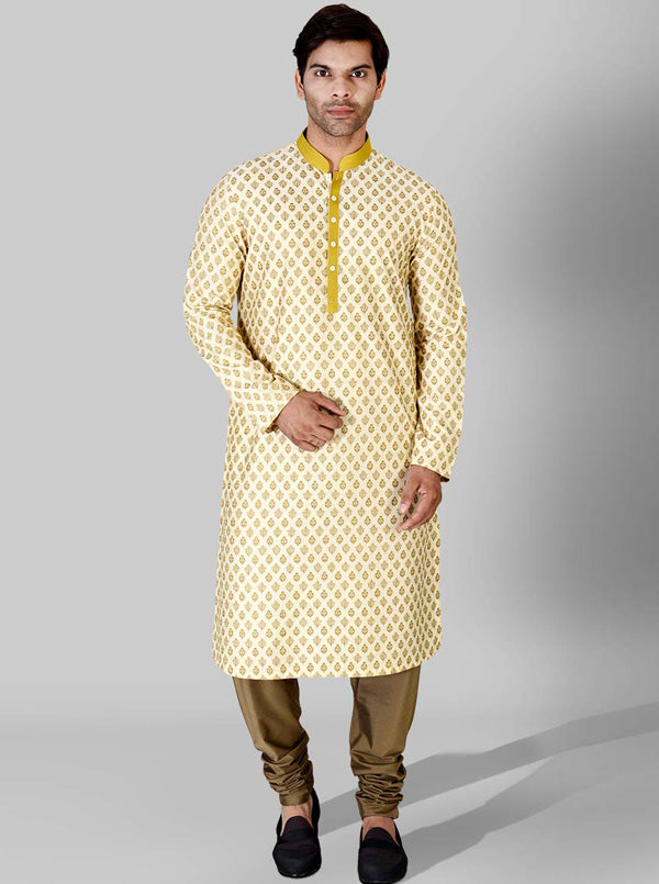 Beige & Green Kurta Set | Azania