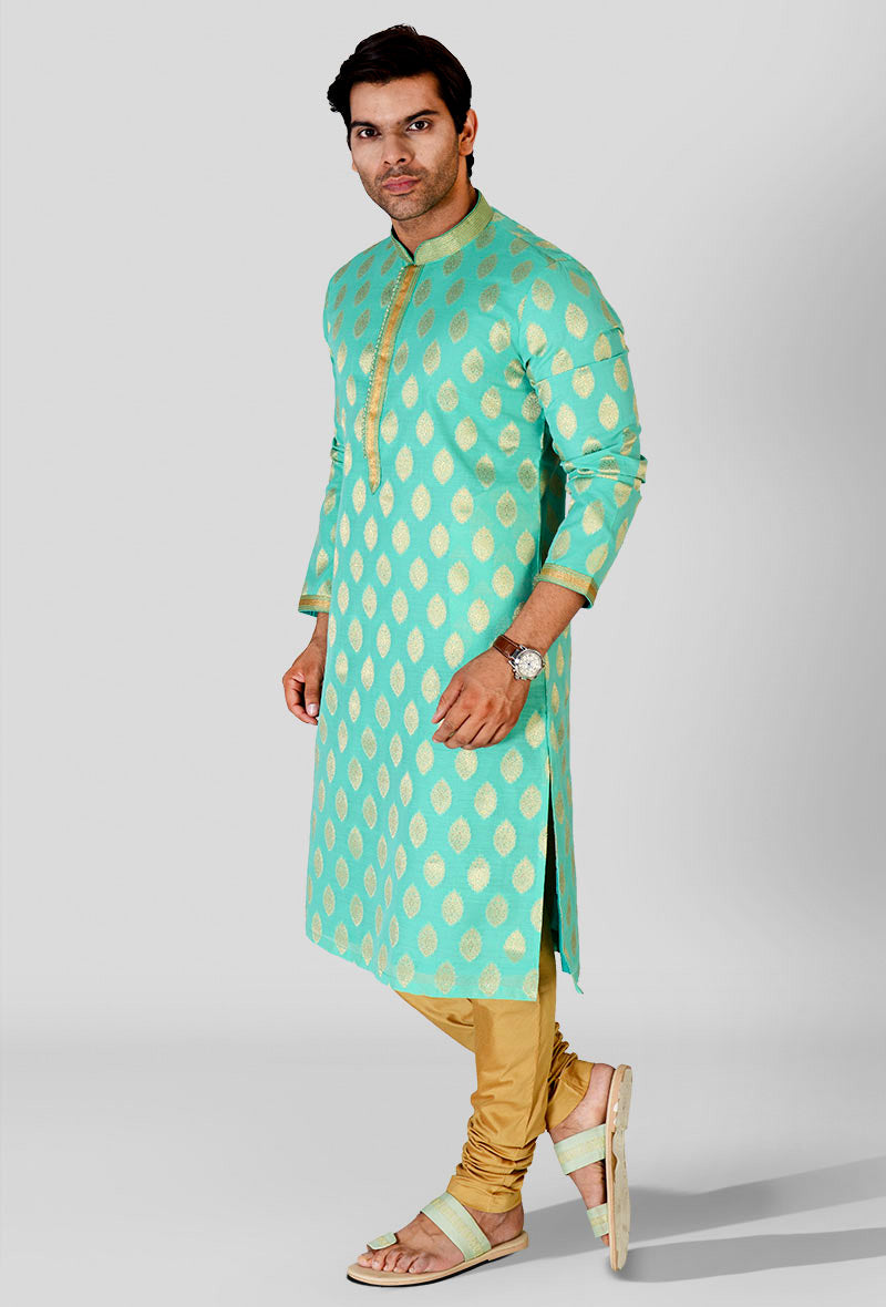 Green & Golden Kurta Set | Azania