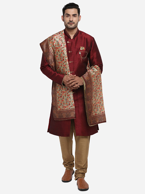 Maroon Semi Indowestern | Azania