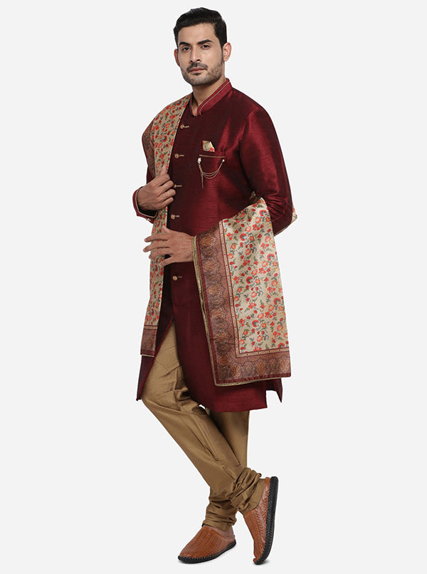 Maroon Semi Indowestern | Azania