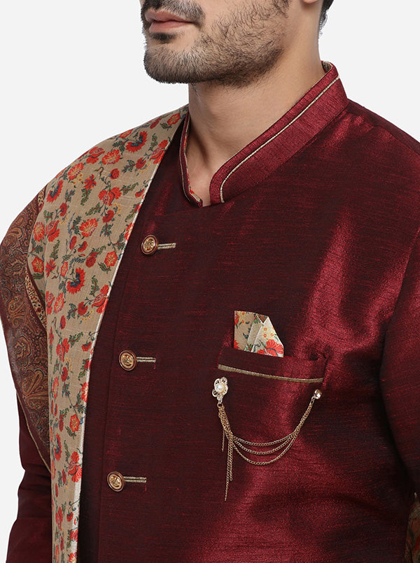 Maroon Semi Indowestern | Azania