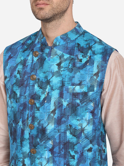 Blue & Black Bandhgala Jacket | Azania