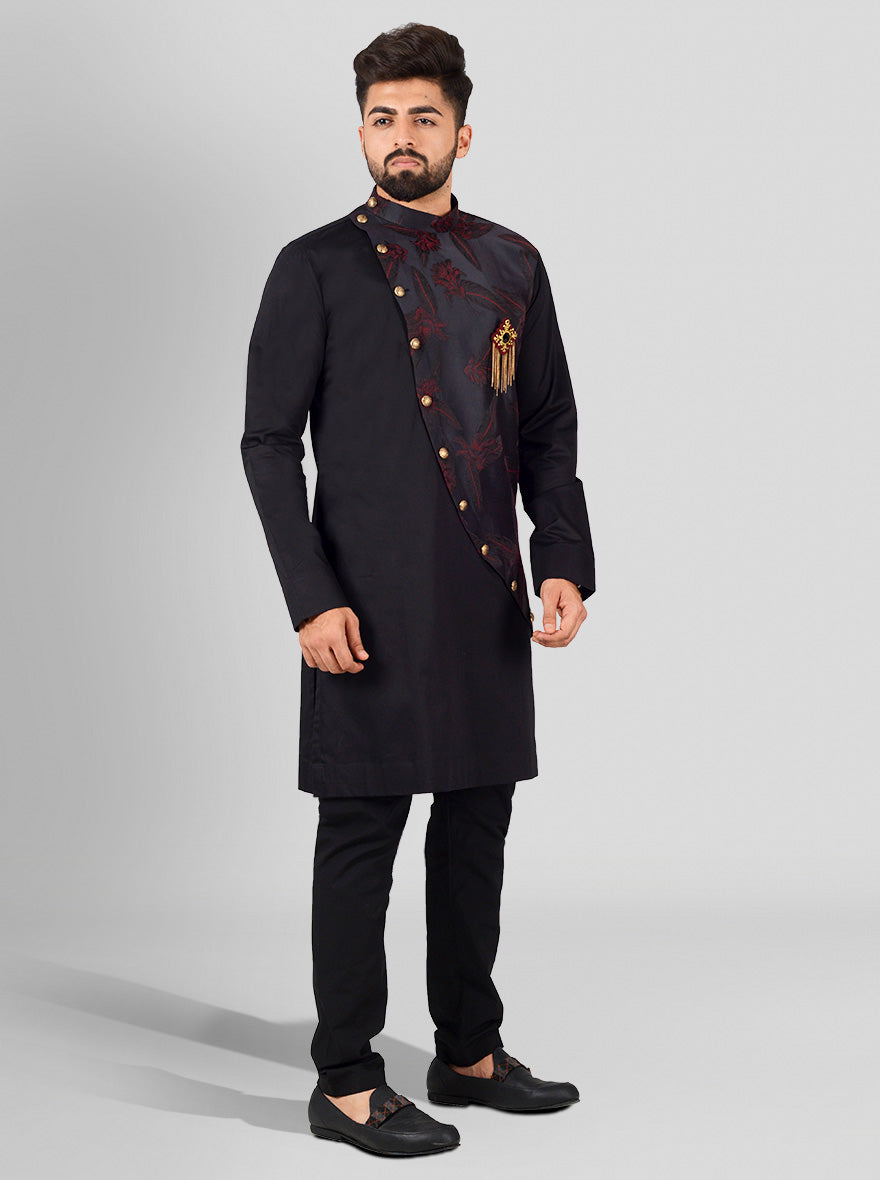 Black & Maroon Kurta