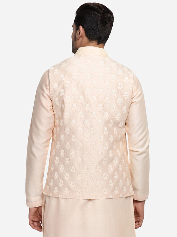 Light Peach Kurta Set with Light Peach Jacket | Siddhesh Chauhan