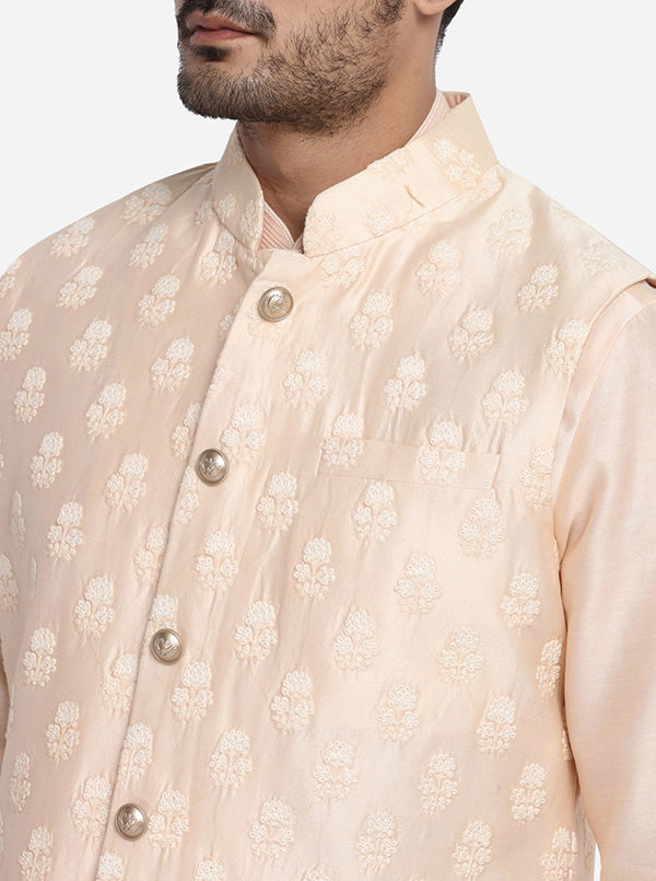 Light Peach Kurta Set with Light Peach Jacket | Siddhesh Chauhan