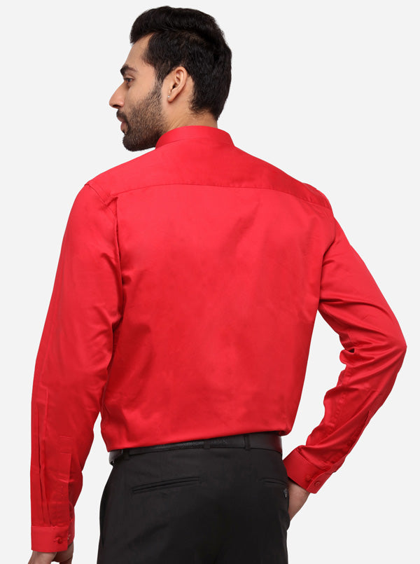 Red Solid Slim Fit Party Wear Shirt | Greenfibre
