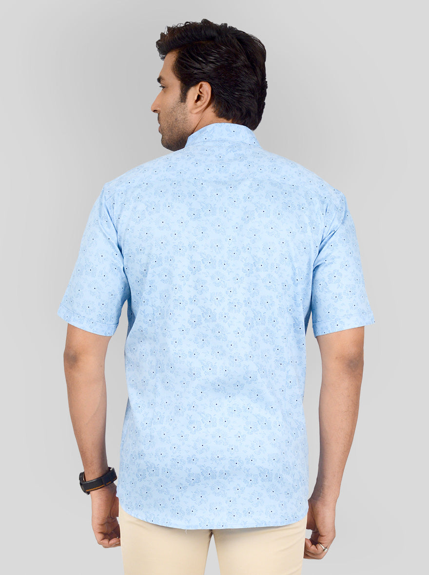 River Blue Printed Smart Fit Casual Shirt | Greenfibre