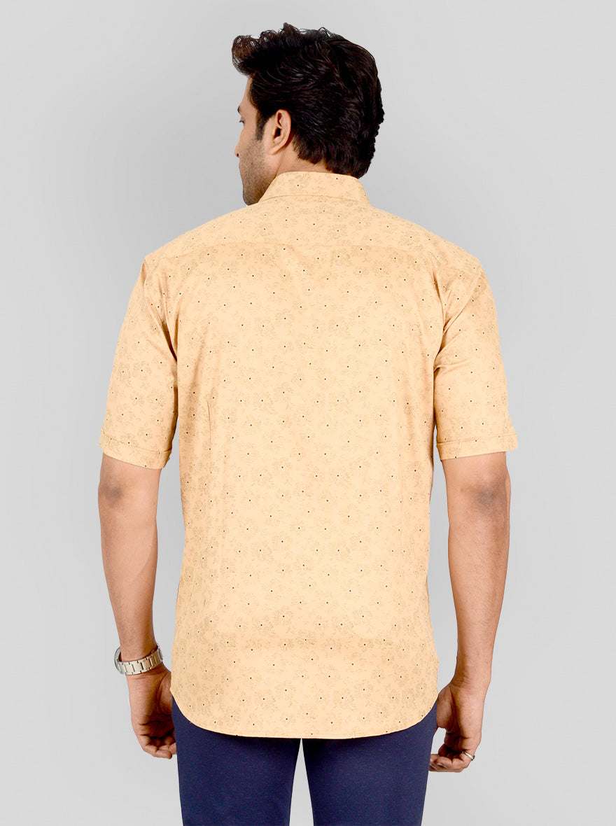 Earth Brown Printed Smart Fit Casual Shirt | Greenfibre