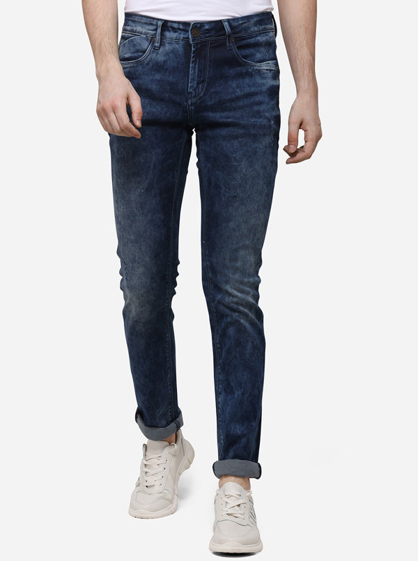 True Navy Slim Fit Solid Jeans | JB Sport