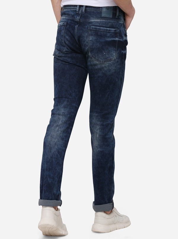 True Navy Slim Fit Solid Jeans | JB Sport