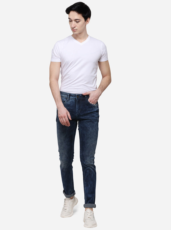 True Navy Slim Fit Solid Jeans | JB Sport