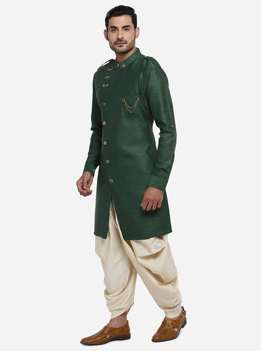 Dark Green Semi Indowestern | Azania